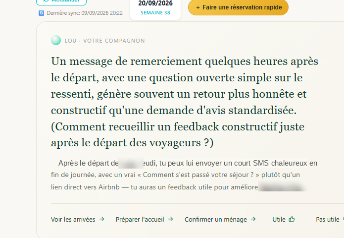 Le brief du matin de Lou, capture anonymisée